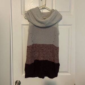 Knox Rose Women Burgundy Color Block Cowl Neck Sweater Vest Sz M Pullover GUC